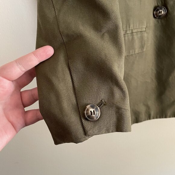 Madewell Womn XS Kale Green Oversized Drapeweave Caldwell Double-Breasted Blazer - Picture 7 of 14